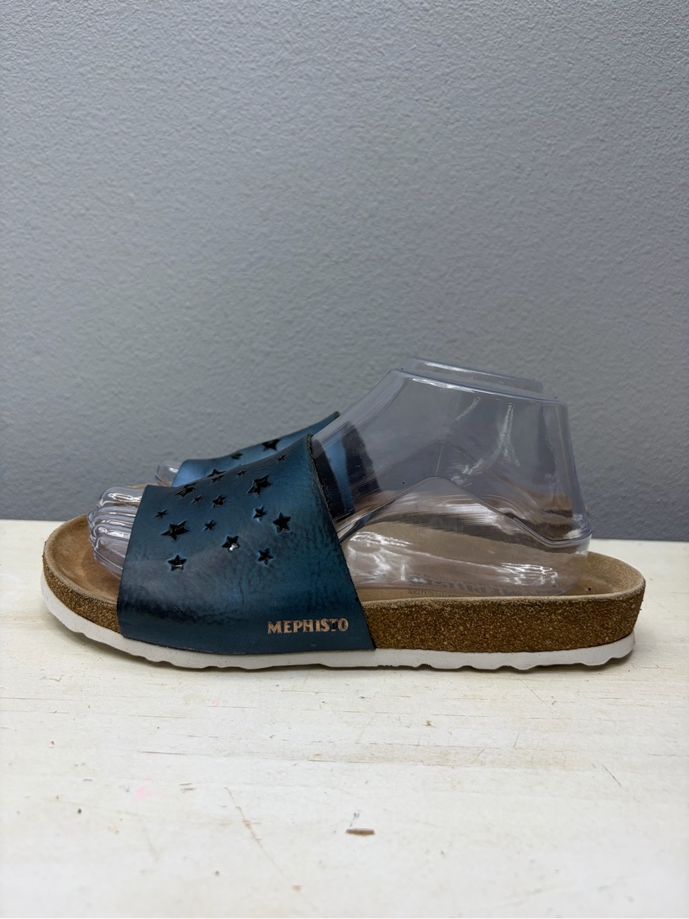 Mephisto Blue Star Cutout Slide Sandals